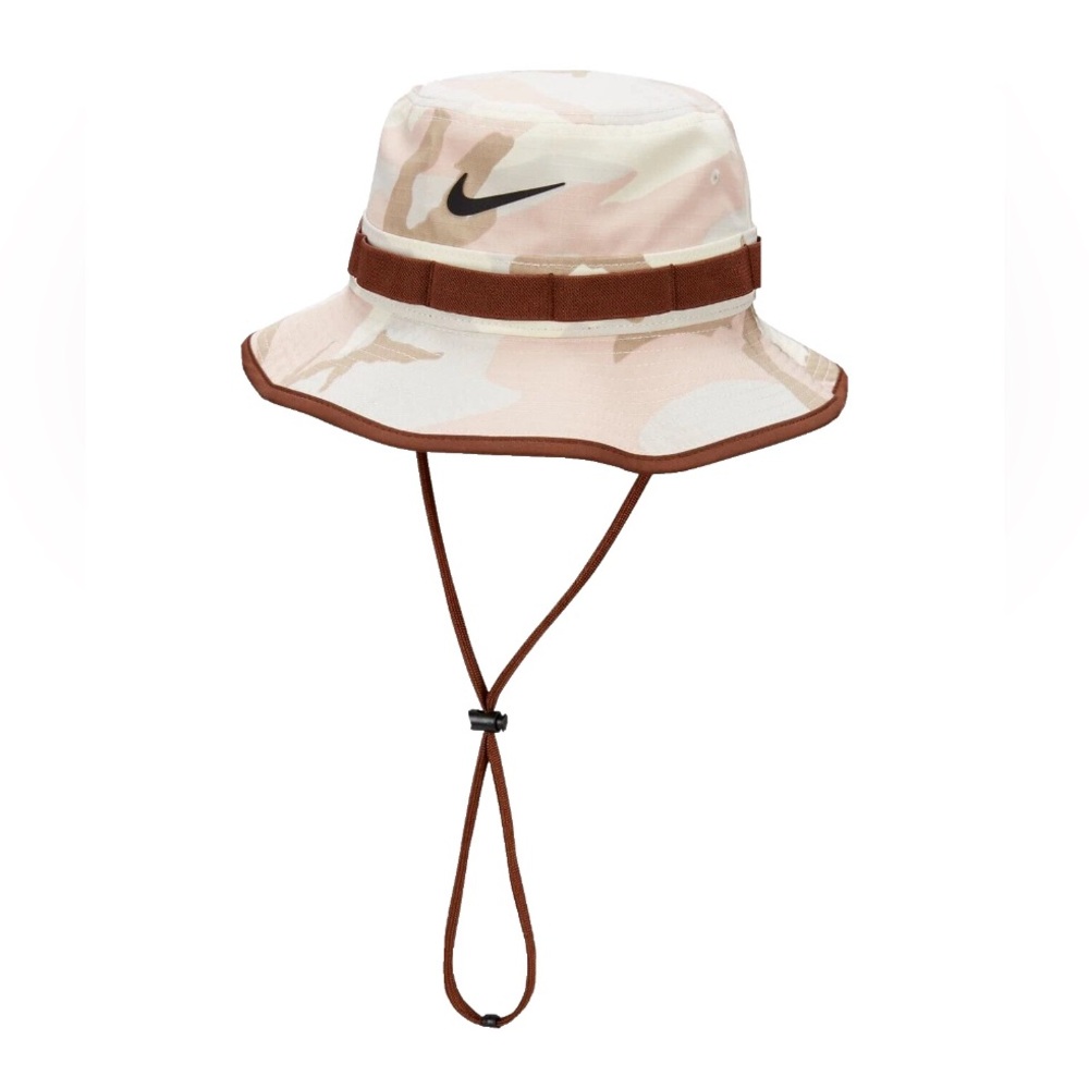 NIKE Adult Apex Camo Bucket Hat Coconut Milk/Cacao Wow Unisex sz NEW!!